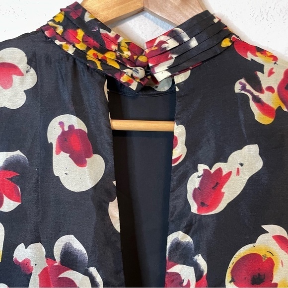 Aryn K Black Floral Silk Mini Dress Size Small - Picture 10 of 15